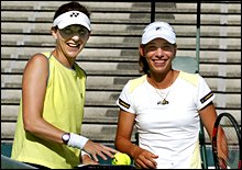 Monica Seles and Marina Erakovic